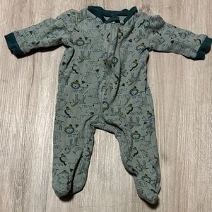 Kyle & Deena Teal Animal Print Kids Footie Pajamas